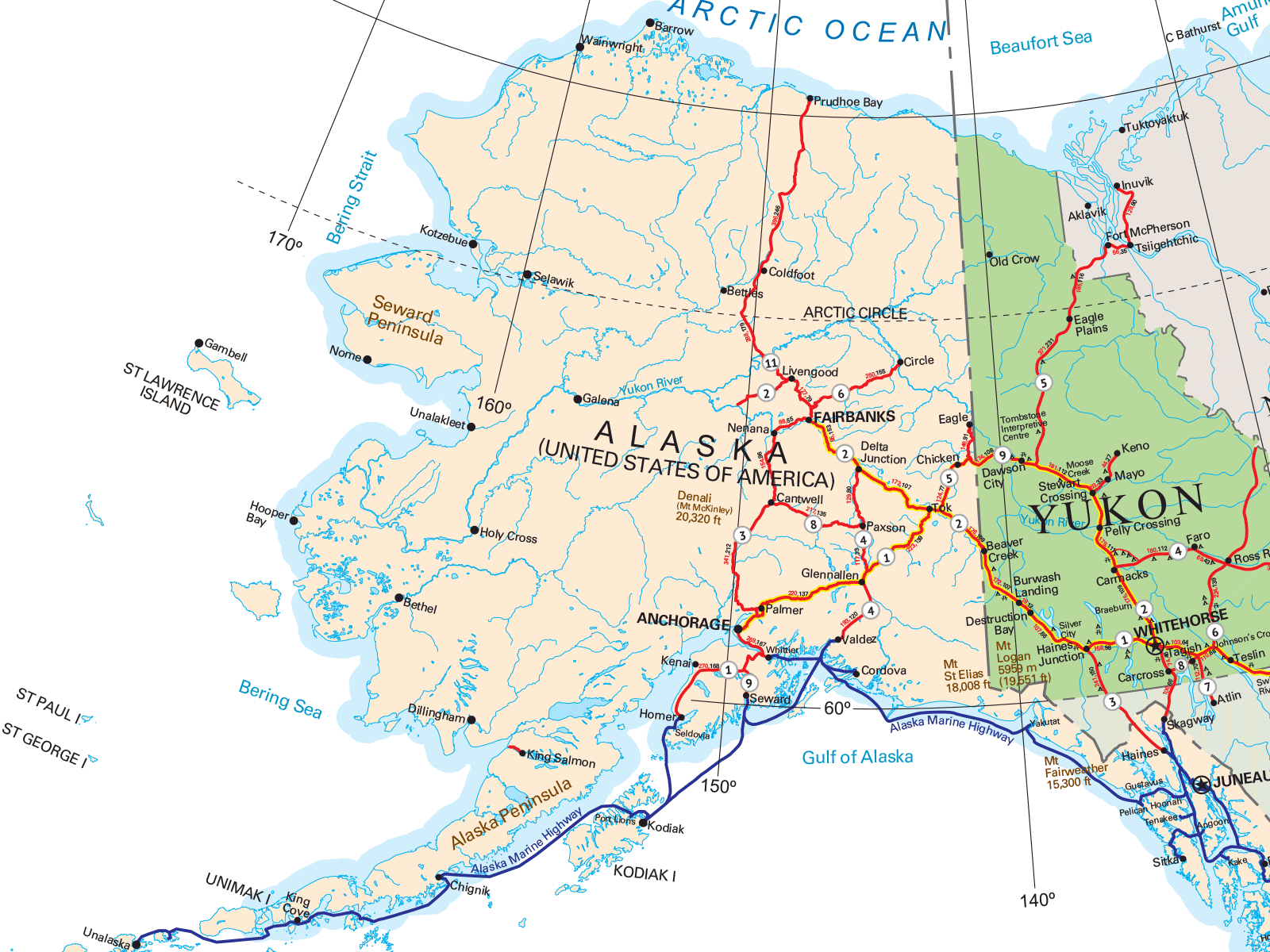 Alaska Map Yukon Territory Information